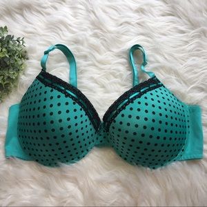 UNBRANDED Sz 42D Green & Black Polka Dot Bra